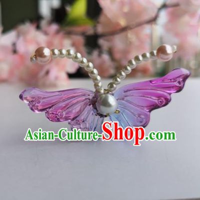 Chinese Ancient Princess Hair Accessories Traditional Hanfu Purple Butterfly Hairpins for Women