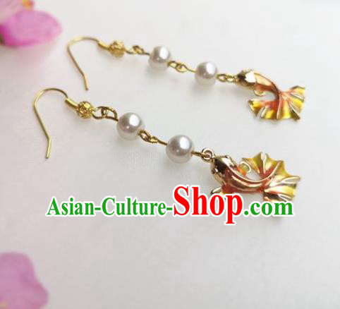 Chinese Ancient Princess Goldfish Ear Accessories Traditional Hanfu Earrings for Women Chinese Ancient Princess Goldfish Ear Accessories Traditional Hanfu Earrings for Women