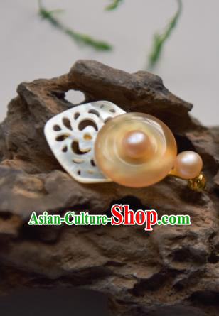 Chinese Ancient Shell Brooch Jewelry Accessories Traditional Hanfu Breastpin for Women Chinese Ancient Shell Brooch Jewelry Accessories Traditional Hanfu Breastpin for Women