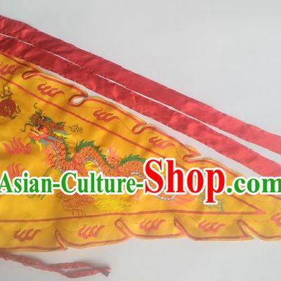 Chinese Traditional Embroidered Dragon Flag Dragon Boat Competition Golden Silk Triangular Flag