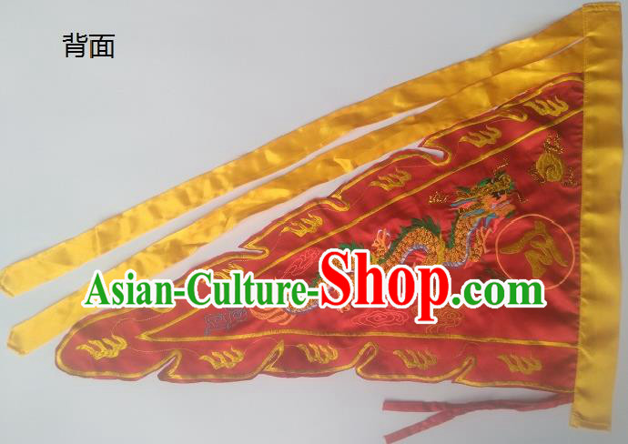 Chinese Traditional Embroidered Dragon Flag Dragon Boat Competition Red Silk Triangular Flag Chinese Traditional Embroidered Dragon Flag Dragon Boat Competition Red Silk Triangular Flag