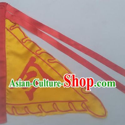 Chinese Traditional Yellow Triangular Flag Dragon Boat Competition Embroidered Flag