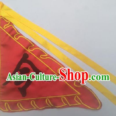 Chinese Traditional Red Triangular Flag Dragon Boat Competition Embroidered Command Flag