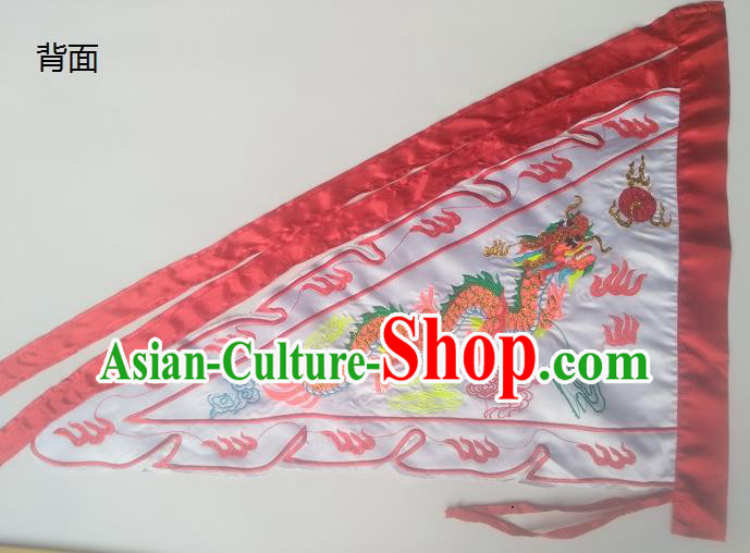 Chinese Traditional White Flag Dragon Boat Competition Embroidered Dragon Flag Chinese Traditional White Flag Dragon Boat Competition Embroidered Dragon Flag