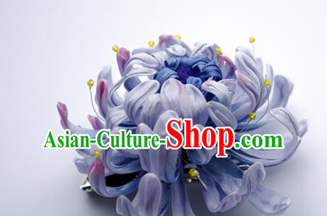 Japanese Kimono Hair Accessories Traditional Blue Chrysanthemum Hairpins for Women Japanese Kimono Hair Accessories Traditional Blue Chrysanthemum Hairpins for Women