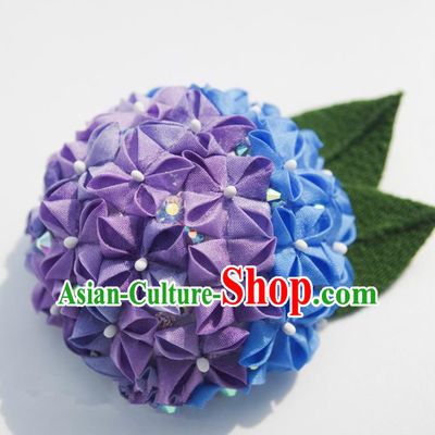 Japanese Geisha Hydrangea Brooch Traditional Yamato Kimono Breastpin Accessories for Women