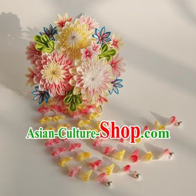 Japanese Geisha Kimono Chrysanthemum Tassel Hairpins Traditional Hair Accessories for Women