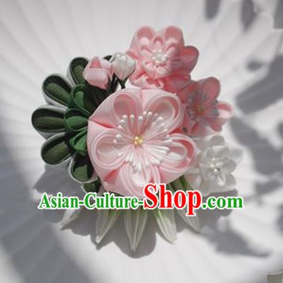 Japanese Geisha Kimono Pink Plum Hair Claw Hairpins Traditional Yamato Hair Accessories for Women