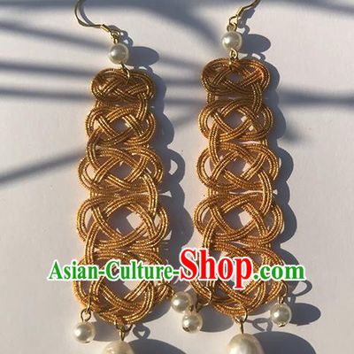 Japanese Ancient Thread Pearl Ear Accessories Traditional Kimono Earrings for Women