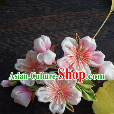 Japanese Geisha Kimono Pink Sakura Hair Claw Hairpins Traditional Yamato Hair Accessories for Women