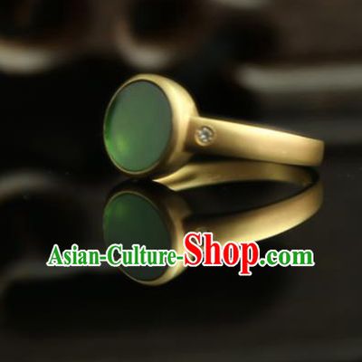 Chinese Ancient Court Emerald Ring Traditional Princess Hanfu Jewelry Accessories for Women
