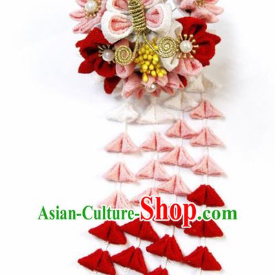 Japanese Geisha Kimono Wisteria Butterfly Tassel Hairpins Traditional Yamato Hair Accessories for Women