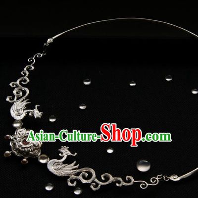 Chinese Ancient Court Phoenix Peony Necklace Traditional Princess Hanfu Necklet Accessories for Women