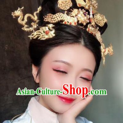 Chinese Ancient Ming Dynasty Bride Hairpins Phoenix Hair Clip Traditional Hanfu Hair Accessories Complete Set for Women