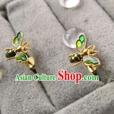 Chinese Ancient Court Enamel Bee Earrings Traditional Princess Hanfu Jewelry Accessories for Women