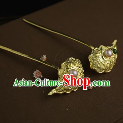 Chinese Ancient Queen Golden Cloud Hairpins Traditional Hanfu Hair Clip Hair Accessories for Women