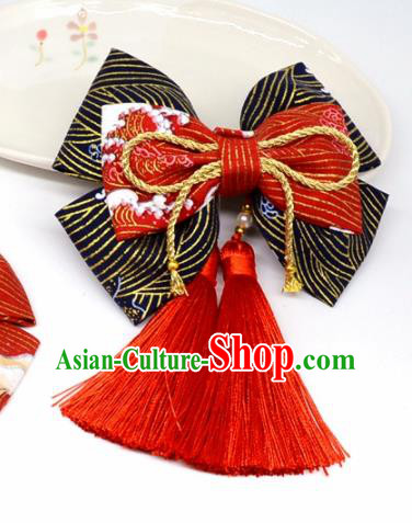Japanese Geisha Oiran Kimono Red Bowknot Tassel Hair Claw Hairpins Traditional Yamato Hair Accessories for Women Japanese Geisha Oiran Kimono Red Bowknot Tassel Hair Claw Hairpins Traditional Yamato Hair Accessories for Women