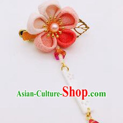 Japanese Geisha Courtesan Kimono Pink Plum Hair Claw Hairpins Traditional Yamato Hair Accessories for Women