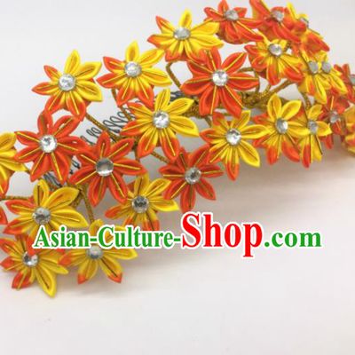 Japanese Geisha Courtesan Kimono Maple Leaf Hair Comb Hairpins Traditional Yamato Hair Accessories for Women