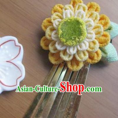 Japanese Geisha Courtesan Sunflower Hair Claw Hairpins Traditional Yamato Kimono Hair Accessories for Women