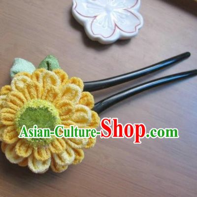 Japanese Geisha Courtesan Sunflower Hair Clip Hairpins Traditional Yamato Kimono Hair Accessories for Women