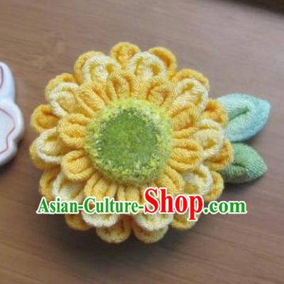 Japanese Geisha Courtesan Sunflower Hair Stick Hairpins Traditional Yamato Kimono Hair Accessories for Women