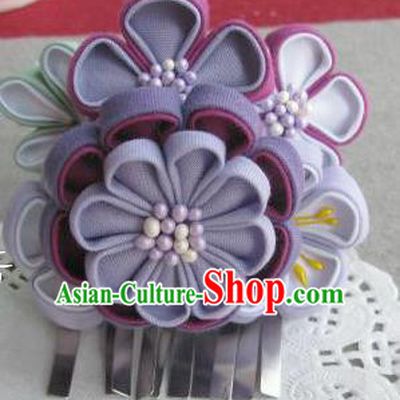 Japanese Geisha Courtesan Purple Flowers Hair Claw Hairpin Traditional Yamato Kimono Hair Accessories for Women