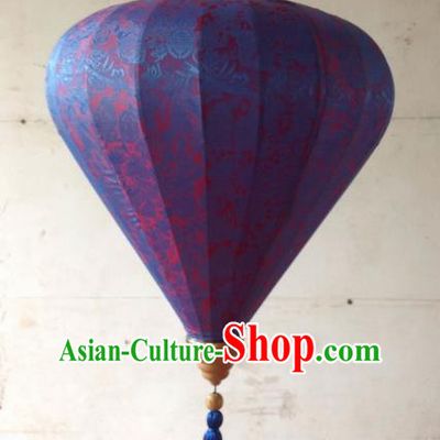 Chinese Traditional Purple Hanging Lantern New Year Handmade Painting Peony Palace Lanterns