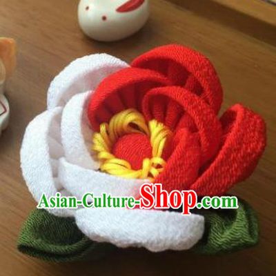 Japanese Geisha Courtesan Kimono Red Rose Hair Comb Hairpins Traditional Yamato Hair Accessories for Women