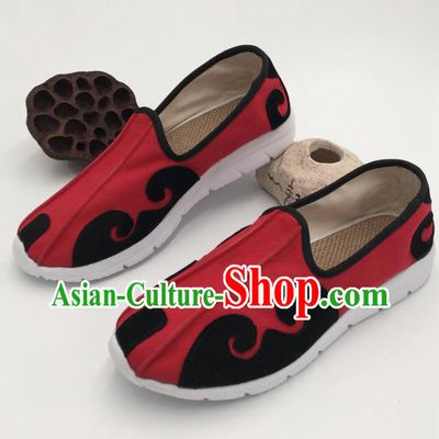 Chinese Handmade Traditional Martial Arts Kung Fu Red Shoes Tai Chi Taoist Priest Shoes for Men