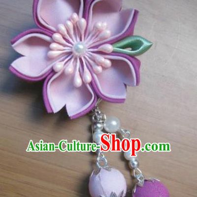 Japanese Geisha Courtesan Purple Sakura Hair Stick Hairpins Traditional Yamato Kimono Hair Accessories for Women