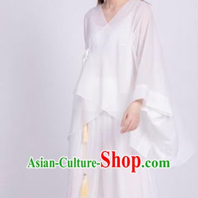 Chinese Traditional Martial Arts White Costumes Tai Chi Competition Clothing for Women