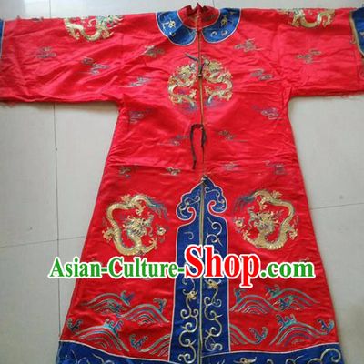 Chinese Traditional Tang Suit Embroidered Red Cheongsam National Costume Qipao Dress for Women