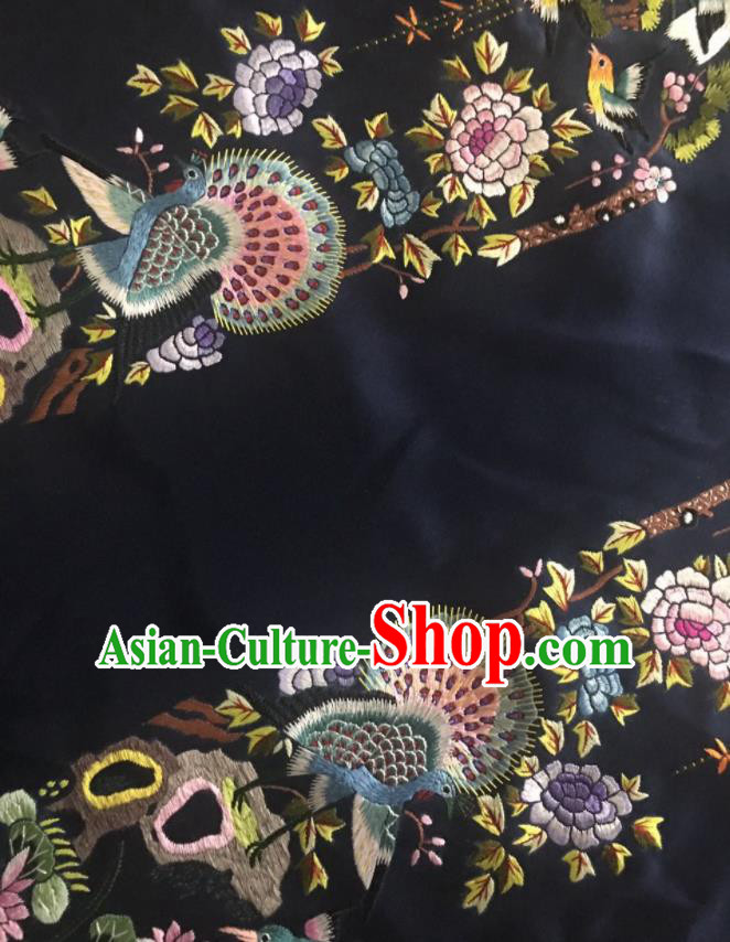 Chinese Handmade Traditional Embroidery Craft Embroidered Peacock Peony Silk Fabric Patch Chinese Handmade Traditional Embroidery Craft Embroidered Peacock Peony Silk Fabric Patch