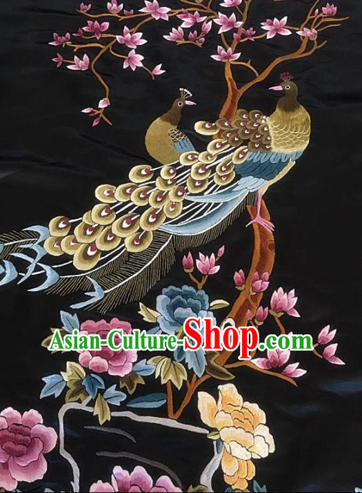 Chinese Handmade Embroidered Peacock Magnolia Silk Fabric Patch Traditional Embroidery Craft Chinese Handmade Embroidered Peacock Magnolia Silk Fabric Patch Traditional Embroidery Craft