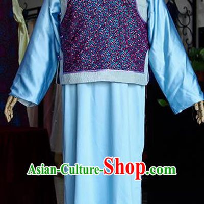 Chinese Ancient Drama Royal Highness Blue Costumes Traditional Qing Dynasty Prince Clothing for Men