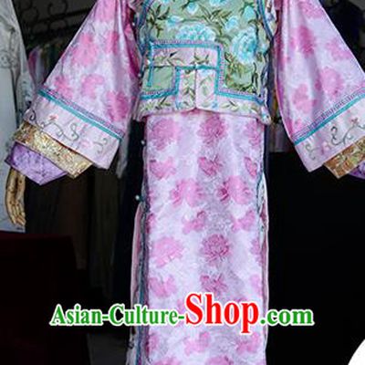 Chinese Ancient Drama Court Lady Costumes Traditional Qing Dynasty Princess Pink Dress for Women