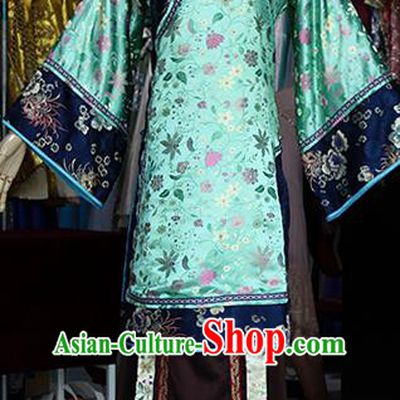 Chinese Ancient Drama Countess Green Costumes Traditional Qing Dynasty Young Mistress Dress for Women