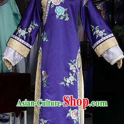 Chinese Ancient Drama Empress Purple Costumes Traditional Qing Dynasty Palace Queen Dress for Women