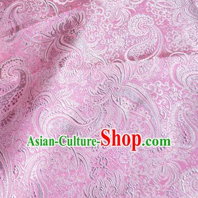 Traditional Chinese Royal Loquat Flower Pattern Design Pink Brocade Silk Fabric Asian Satin Material