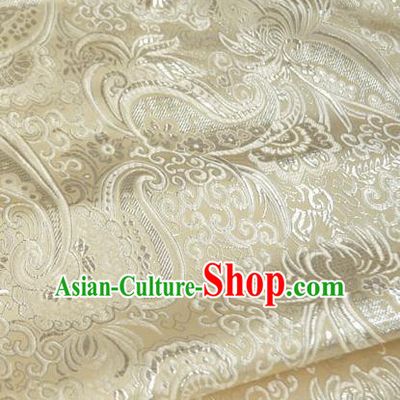 Traditional Chinese Royal Loquat Flower Pattern Design Yellow Brocade Silk Fabric Asian Satin Material
