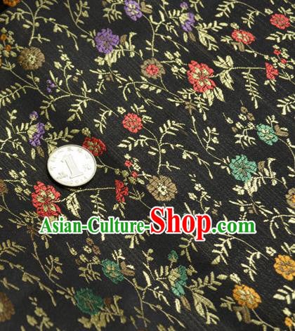 Traditional Chinese Royal Flowers Vine Pattern Design Black Brocade Silk Fabric Asian Satin Material Traditional Chinese Royal Flowers Vine Pattern Design Black Brocade Silk Fabric Asian Satin Material
