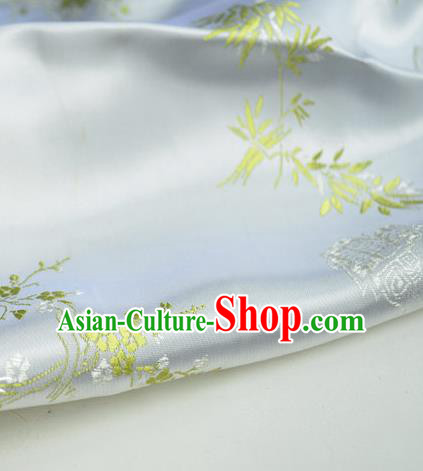 Traditional Chinese Royal Plum Bamboo Pattern Design White Brocade Silk Fabric Asian Satin Material Traditional Chinese Royal Plum Bamboo Pattern Design White Brocade Silk Fabric Asian Satin Material