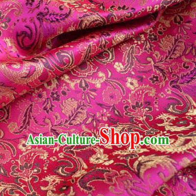 Traditional Chinese Royal Pattern Design Rosy Brocade Silk Fabric Asian Satin Material