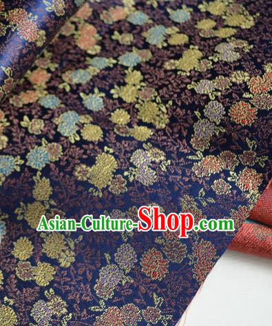 Traditional Chinese Royal Chrysanthemum Pattern Design Royalblue Brocade Silk Fabric Asian Satin Material Traditional Chinese Royal Chrysanthemum Pattern Design Royalblue Brocade Silk Fabric Asian Satin Material