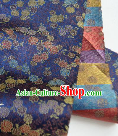 Traditional Chinese Royal Chrysanthemum Pattern Design Royalblue Brocade Silk Fabric Asian Satin Material Traditional Chinese Royal Chrysanthemum Pattern Design Royalblue Brocade Silk Fabric Asian Satin Material