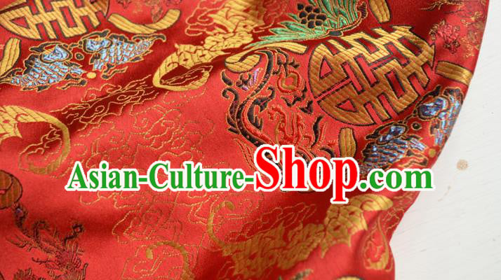Traditional Chinese Royal Pattern Design Red Brocade Silk Fabric Asian Satin Material Traditional Chinese Royal Pattern Design Red Brocade Silk Fabric Asian Satin Material