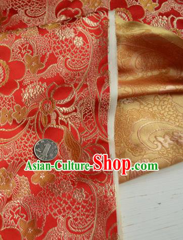 Traditional Chinese Royal Clivia Pattern Design Red Brocade Silk Fabric Asian Satin Material Traditional Chinese Royal Clivia Pattern Design Red Brocade Silk Fabric Asian Satin Material