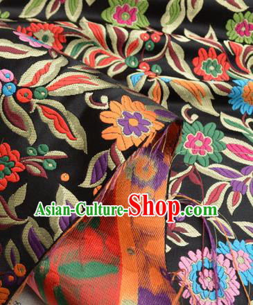 Traditional Chinese Royal Lucky Pattern Design Black Brocade Silk Fabric Asian Satin Material Traditional Chinese Royal Lucky Pattern Design Black Brocade Silk Fabric Asian Satin Material