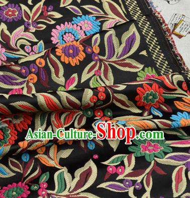 Traditional Chinese Royal Lucky Pattern Design Black Brocade Silk Fabric Asian Satin Material Traditional Chinese Royal Lucky Pattern Design Black Brocade Silk Fabric Asian Satin Material